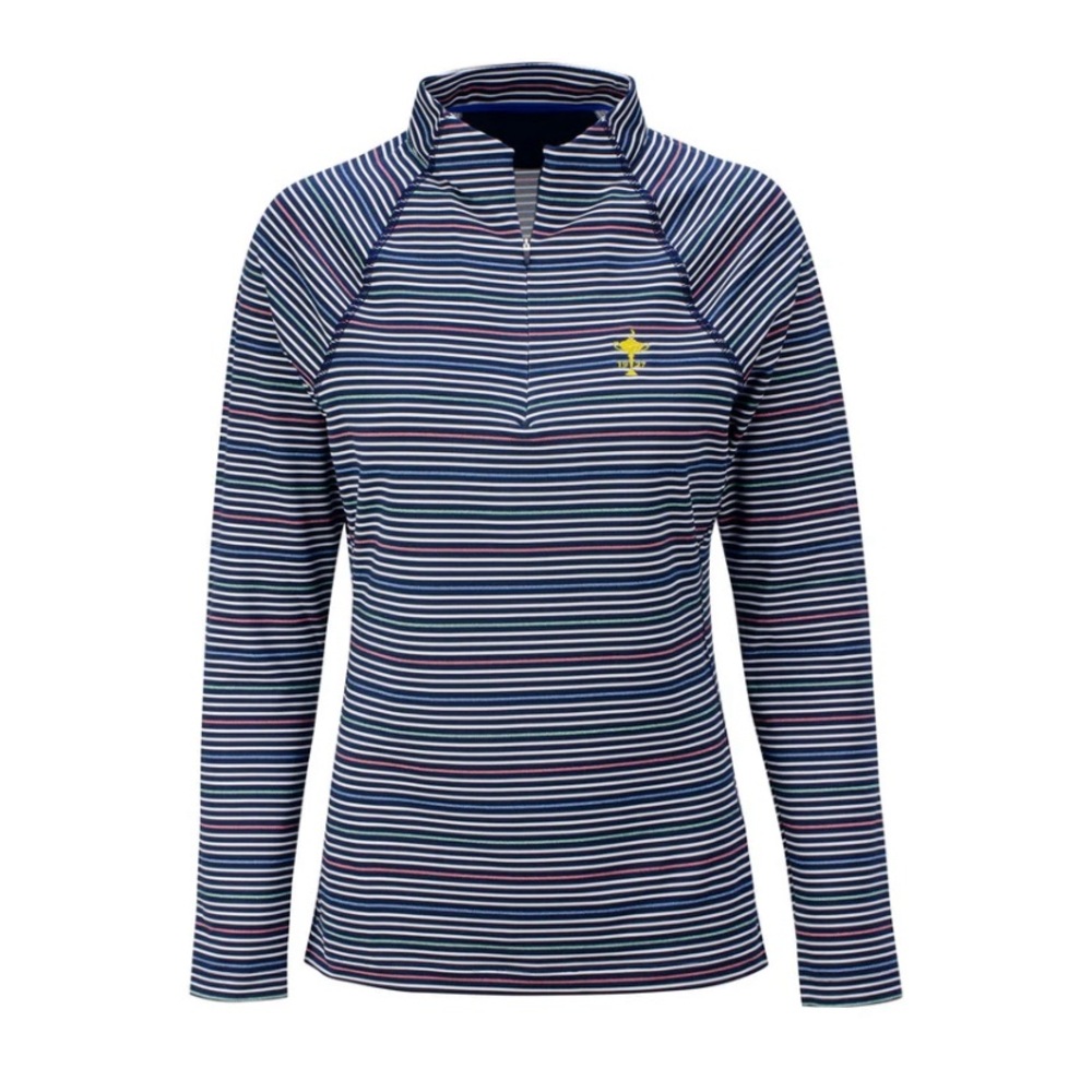 Peter Millar Blue and White Striped Long Sleeve Tee